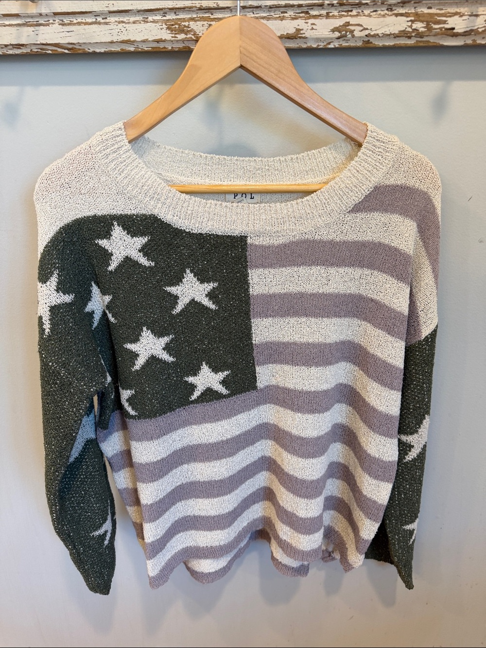 POL Oversized Slouchy American Flag Sweater size Small